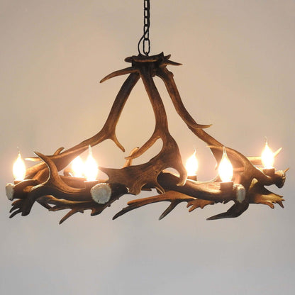 Real rustic antler chandelier with antler sockets