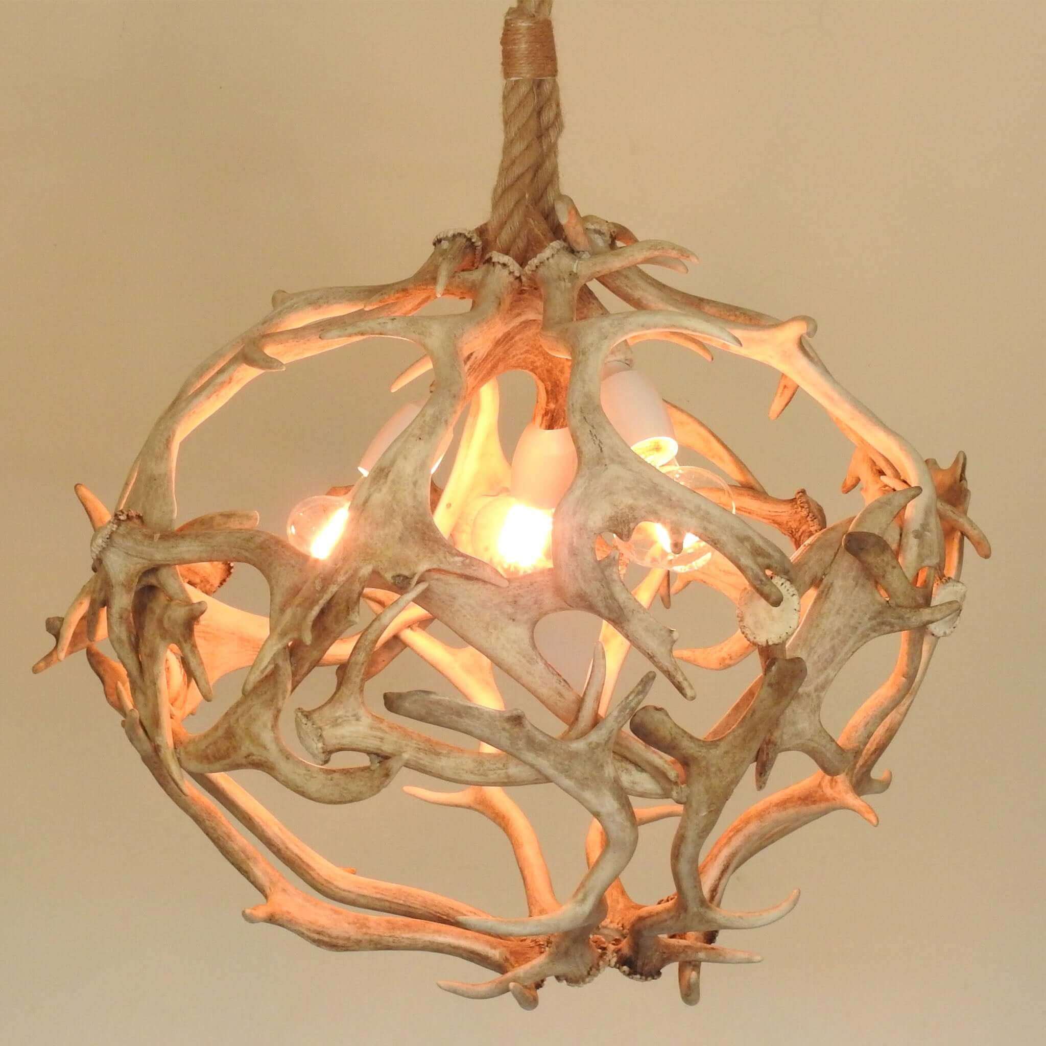 Real white ball antler chandelier