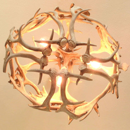 Real white ball antler chandelier