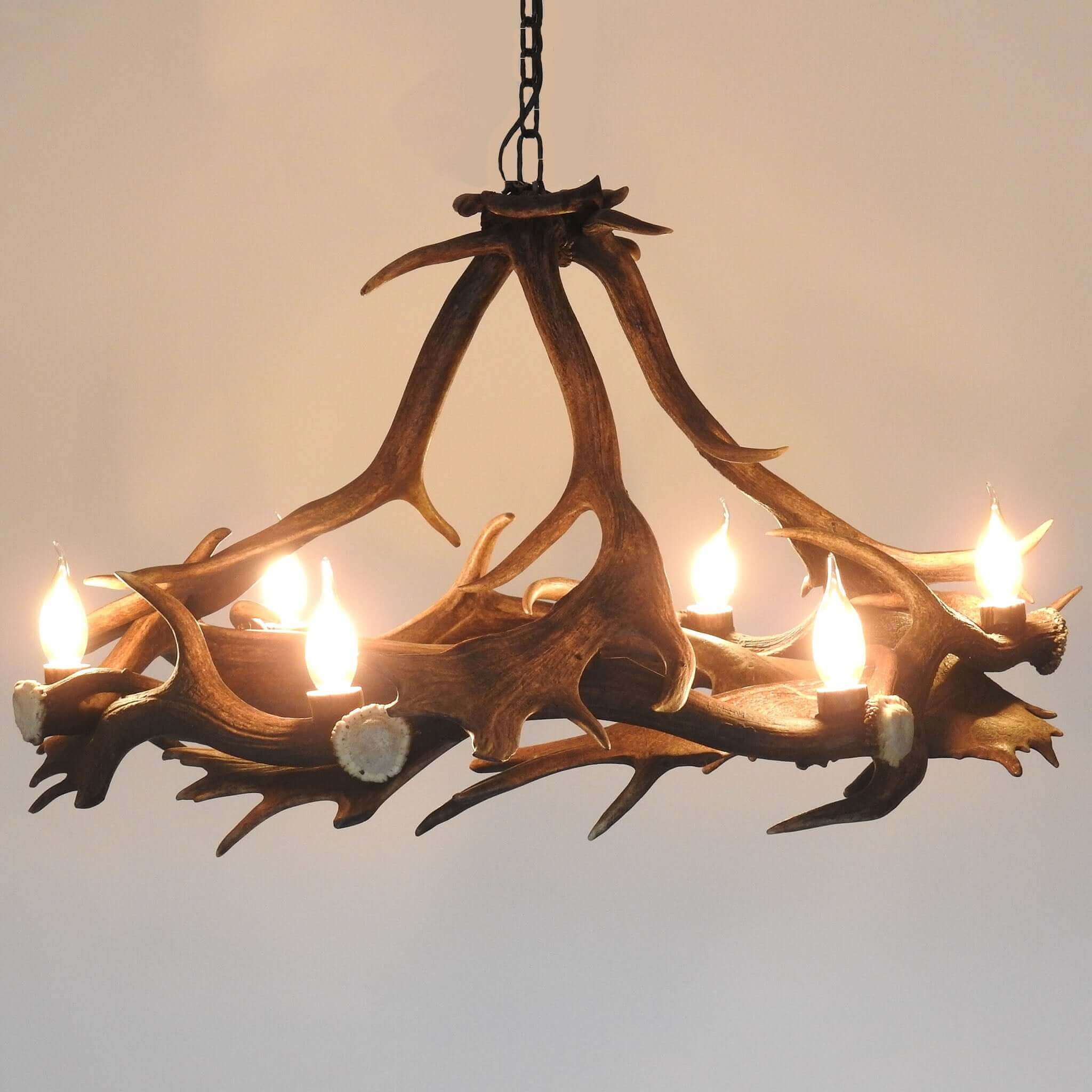 Real rustic antler chandelier with antler sockets