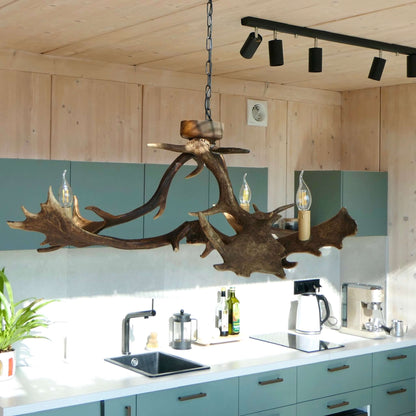 Real low ceiling antler chandelier