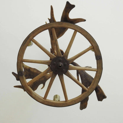 Wagon wheel deer antler chandelier