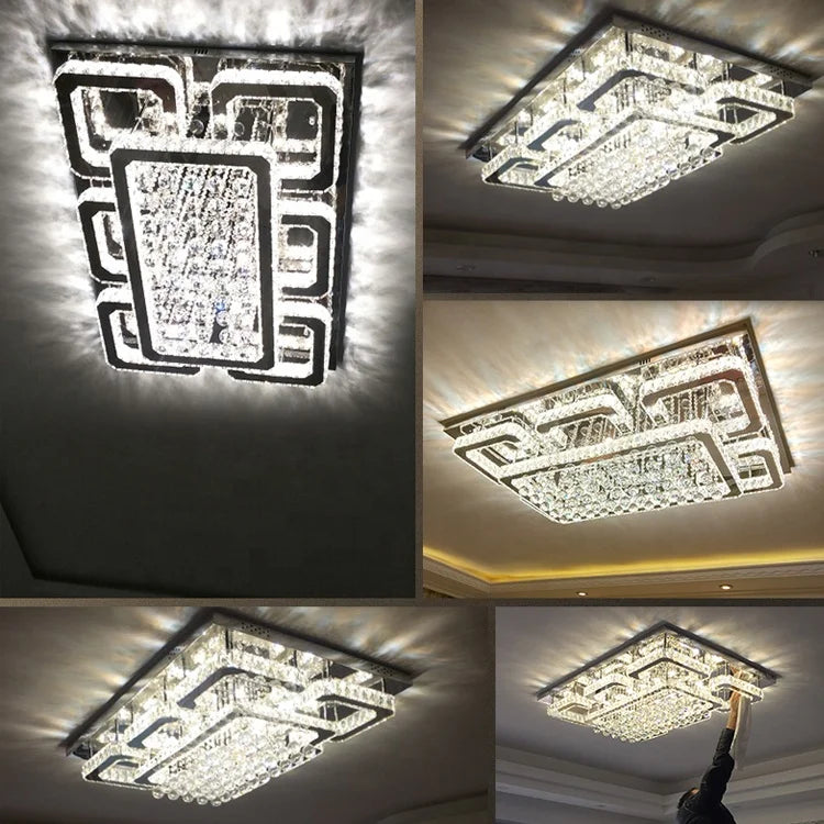 Rectangular crystal ceiling light