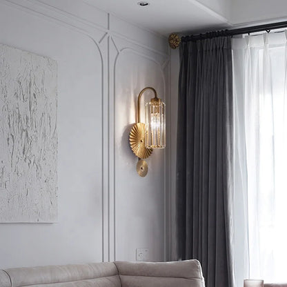 Sunburst crystal wall light