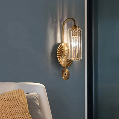 Sunburst crystal wall light