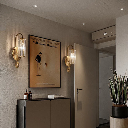 Sunburst crystal wall light