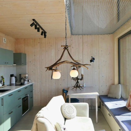 Real antler pendant lamp var.1