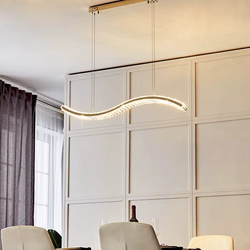 Gold crystal linear pendant light