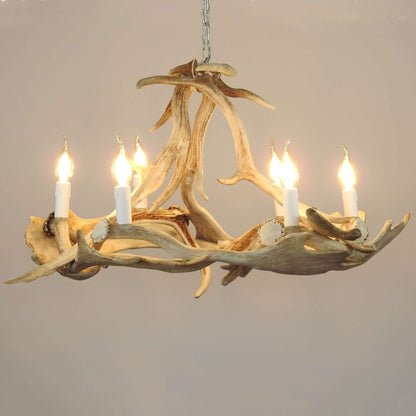 White modern fallow antler chandelier