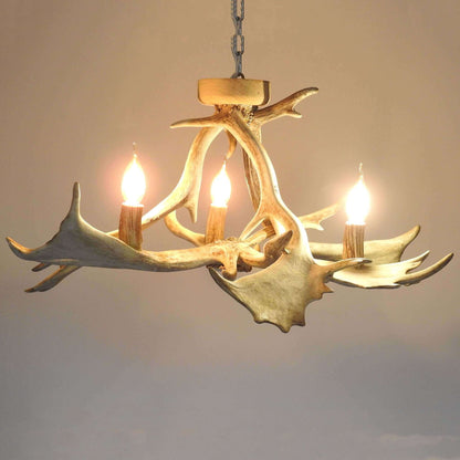 White real low ceiling antler chandelier