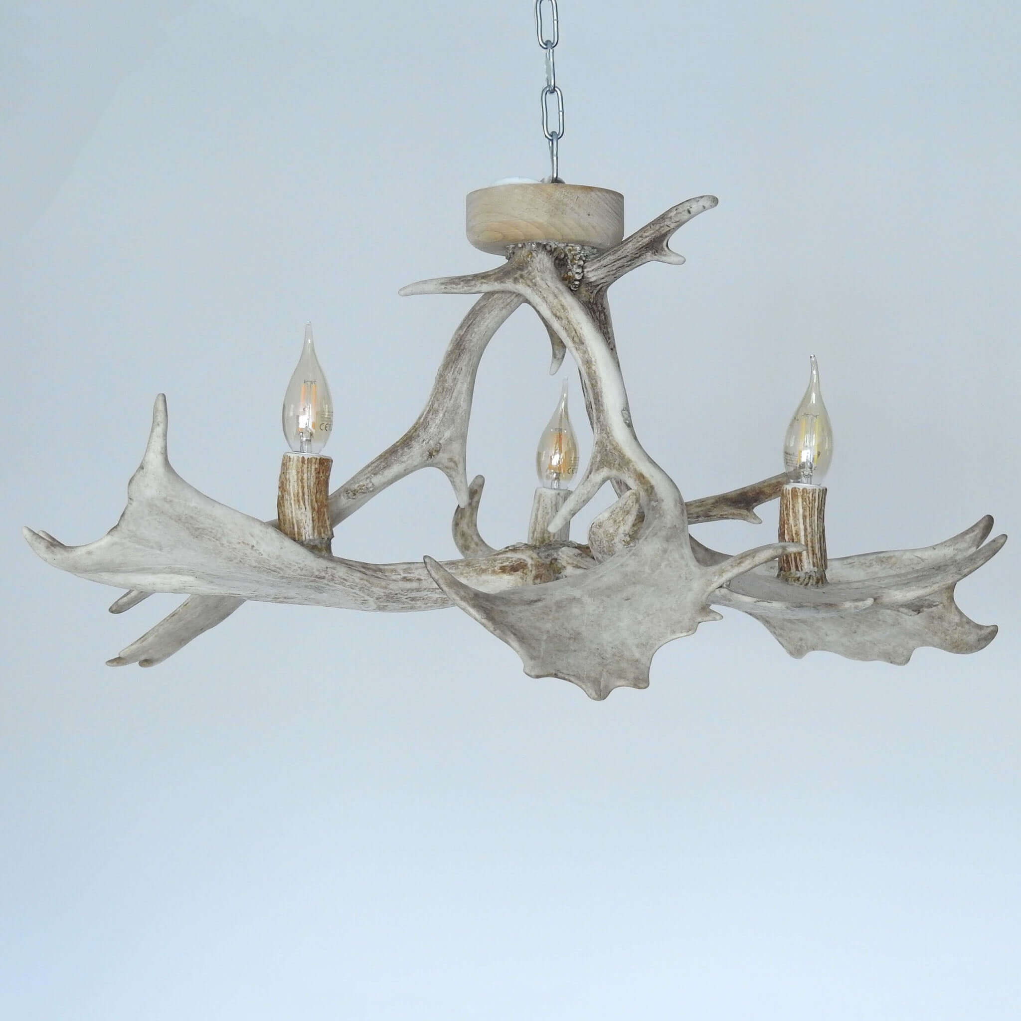 White real low ceiling antler chandelier