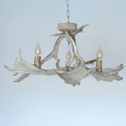 White real low ceiling antler chandelier