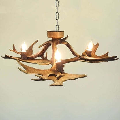 Real low ceiling antler chandelier with antler sockets