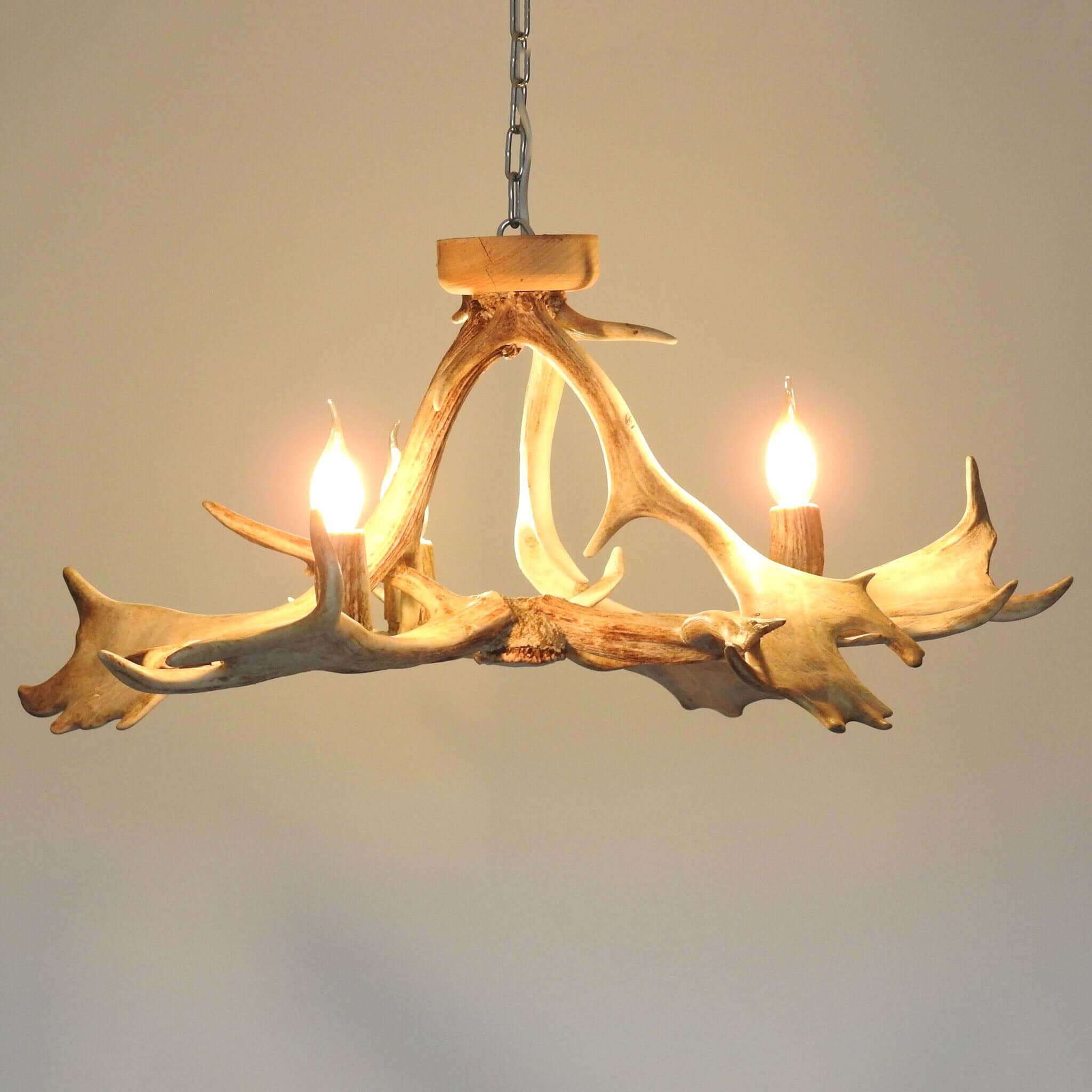 White real low ceiling antler chandelier