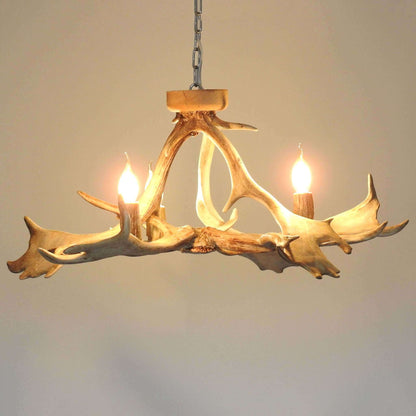 White real low ceiling antler chandelier