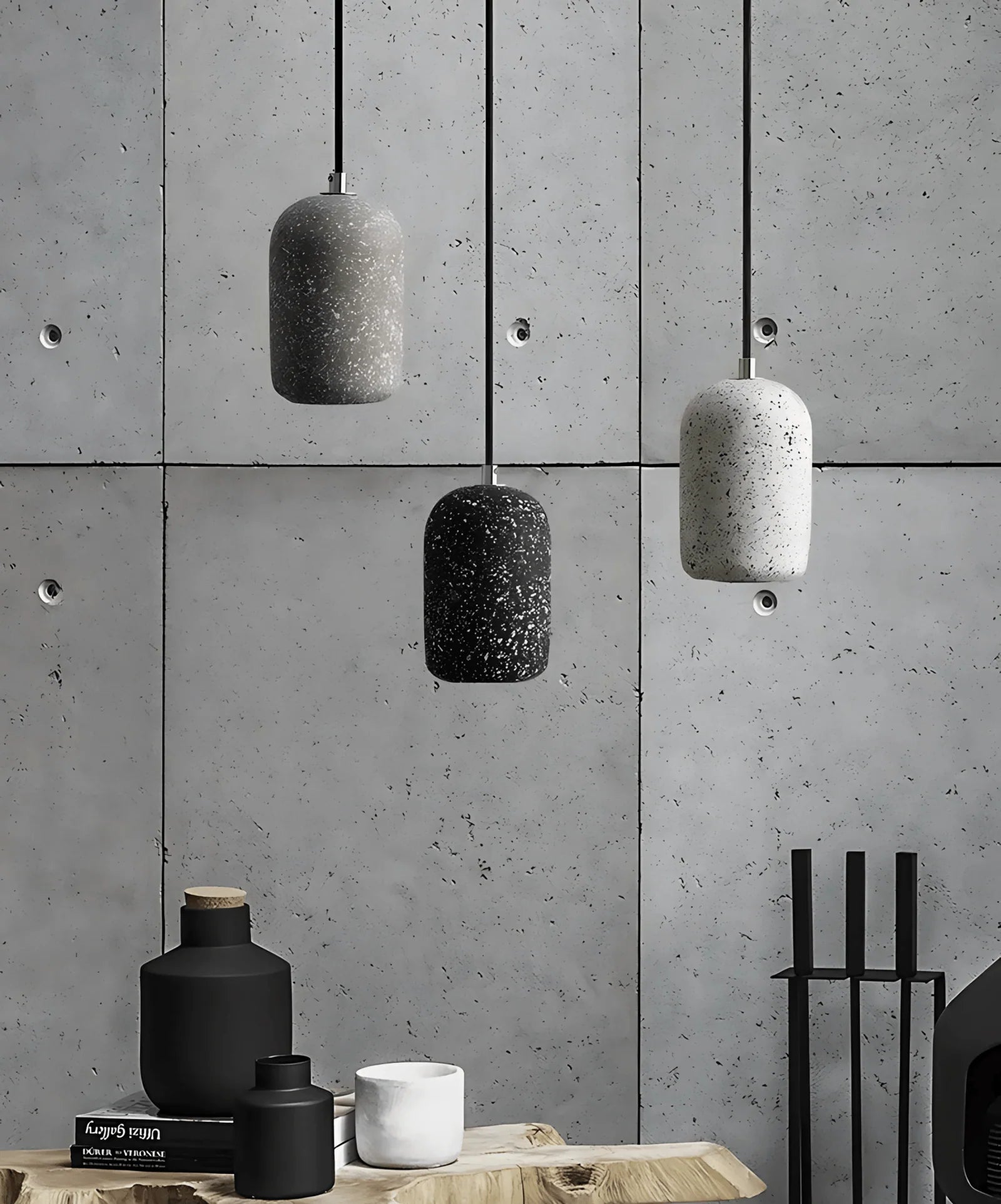 Pebble cement pendant light