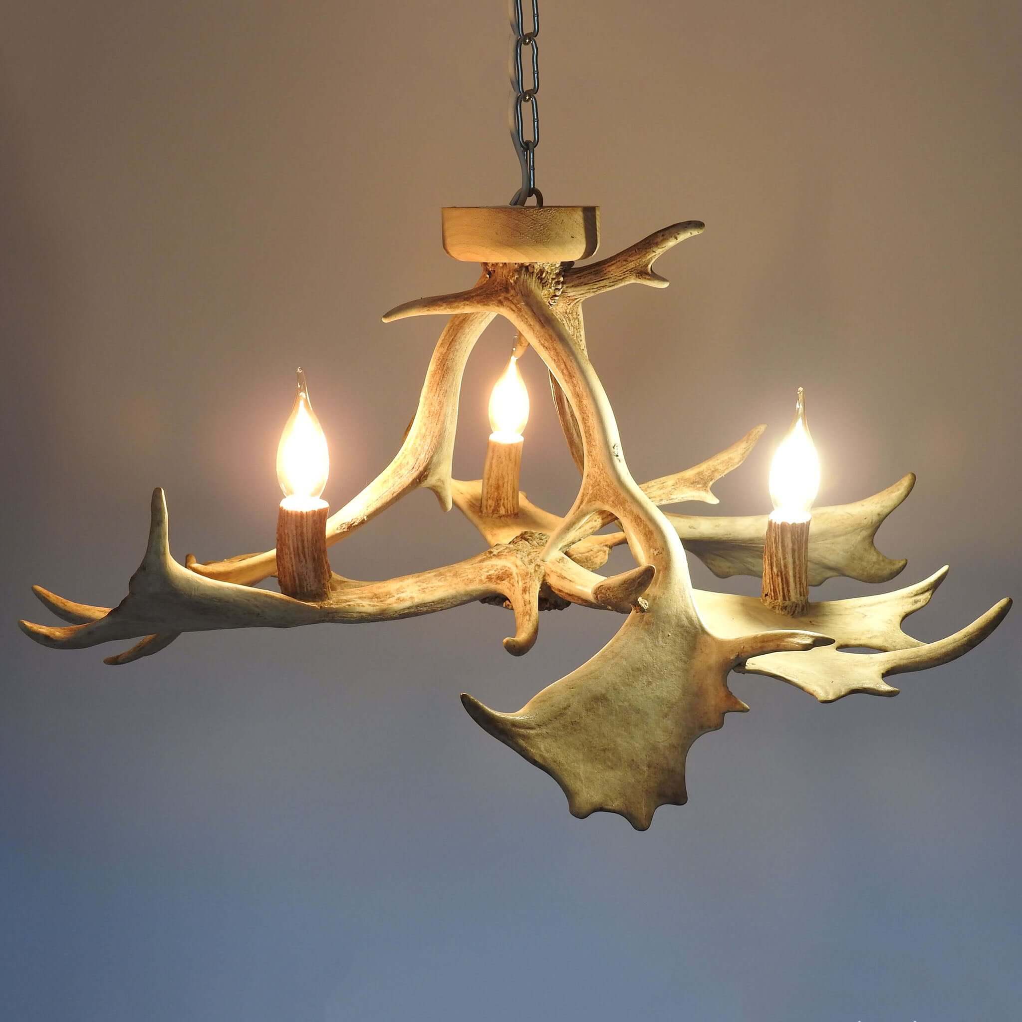 White real low ceiling antler chandelier