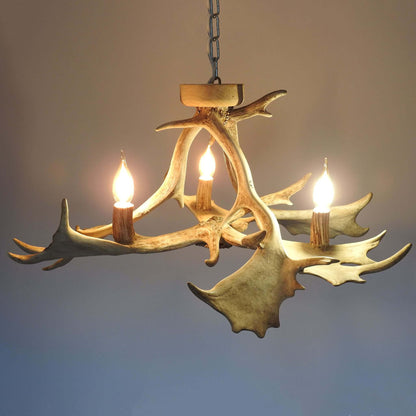 White real low ceiling antler chandelier